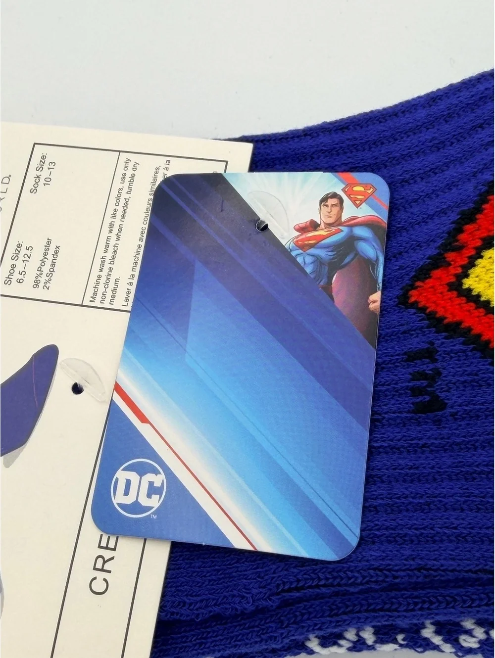 Bioworld Superman Crew Socks - Blue with Red and Yellow Accents